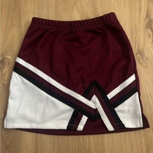 Maroon and White Cheer Skirt with Black Accents